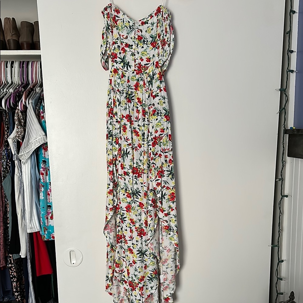 Lush White Cream High Low Sundress Sweetheart Neckline